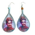 thumbnail image 1 of Frida Kahlo Handmade Earring Red Scarf 3” Graphic Silk Thread Teardrop Mexican New, 1 of 1