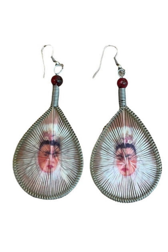 Frida Kahlo Handmade Earring Tehuana 3 Graphic Silk Thread Teardrop Mexican New