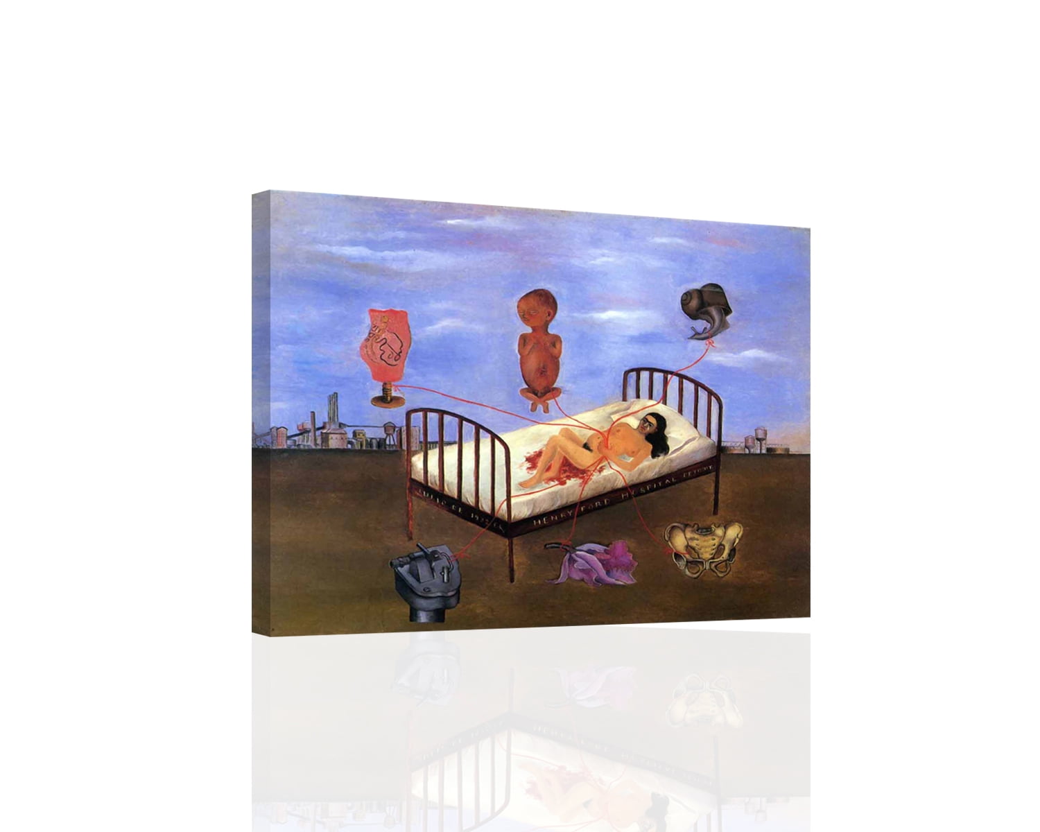 Art Canvas Mart Frida Kahlo Henry Ford Hospital 24” x 36” Framed Canvas Art Prints