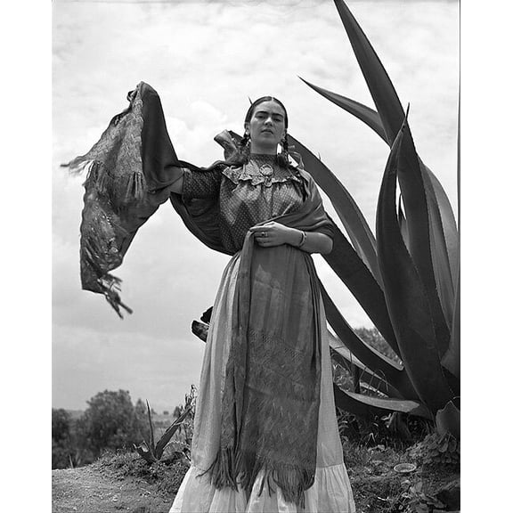 Frida Kahlo Next to Agave Plant Toni Frissell - 24x36 Inch Laminated Poster - Stunning Detail and Bold Colors