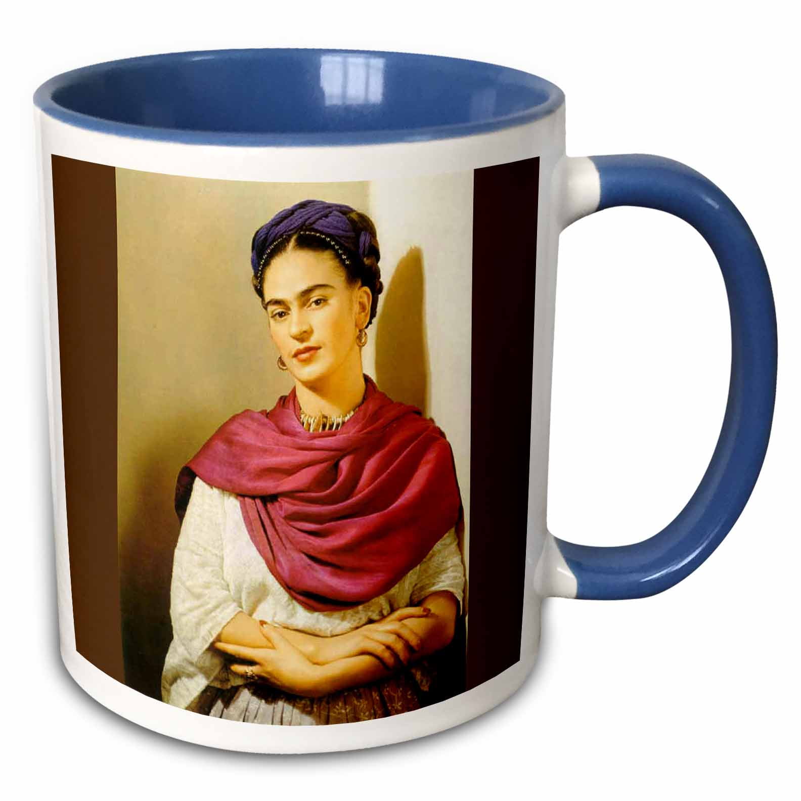 3drose, Frida Kahlo Painting, 15oz Twotone Blue Mug