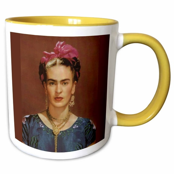 3drose, Frida Kahlo Painting, 15oz Two-tone Yellow Mug