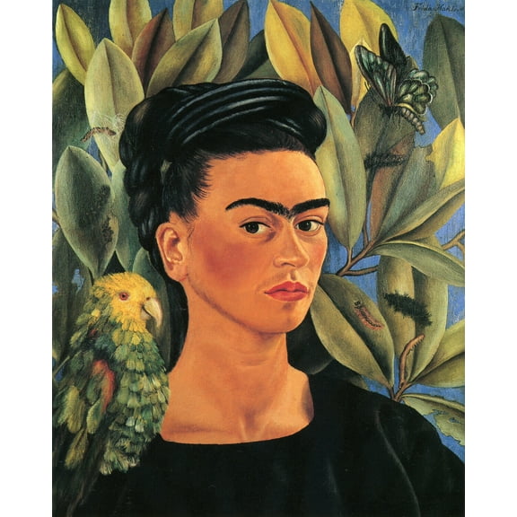 Frida Kahlo - Self Portrait With Bonito - CANVAS OR PRINT WALL ART
