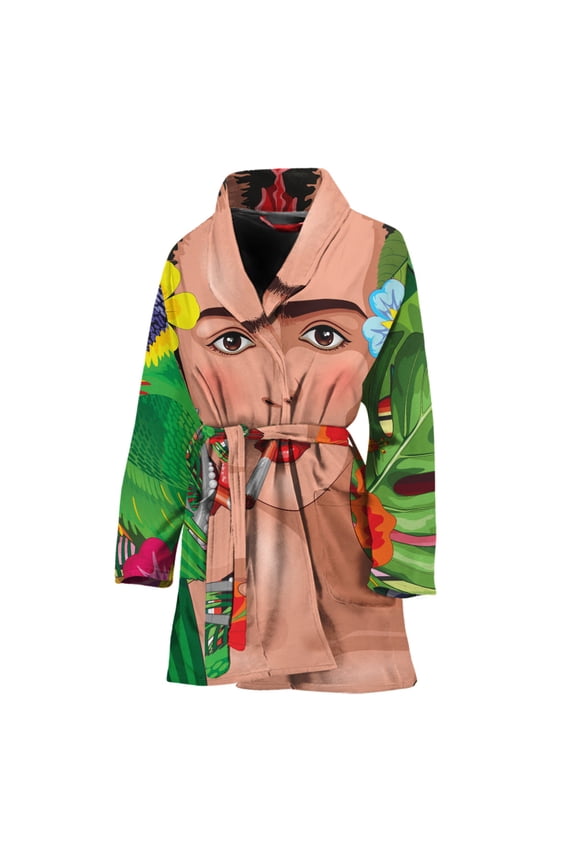 Frida Kahlo Serape Women Bathrobe One Size Univeral Fits Fashion Lightweight Plush Fleece Long Robe For Women