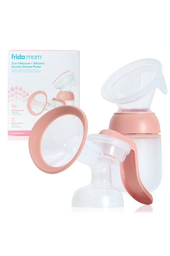 2-in-1 Manual Breast Pump with Hands-Free Silicone Suction Cup, Milk Collector, Wireless Ergonomic Handle, and SoftFeel Flange for Breastfeeding