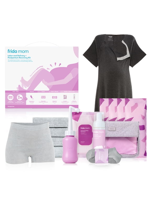 Labor, Delivery, and Postpartum Care Recovery Kit with Peri Bottle and Disposable Underwear for Women, 7 Count Gift Set