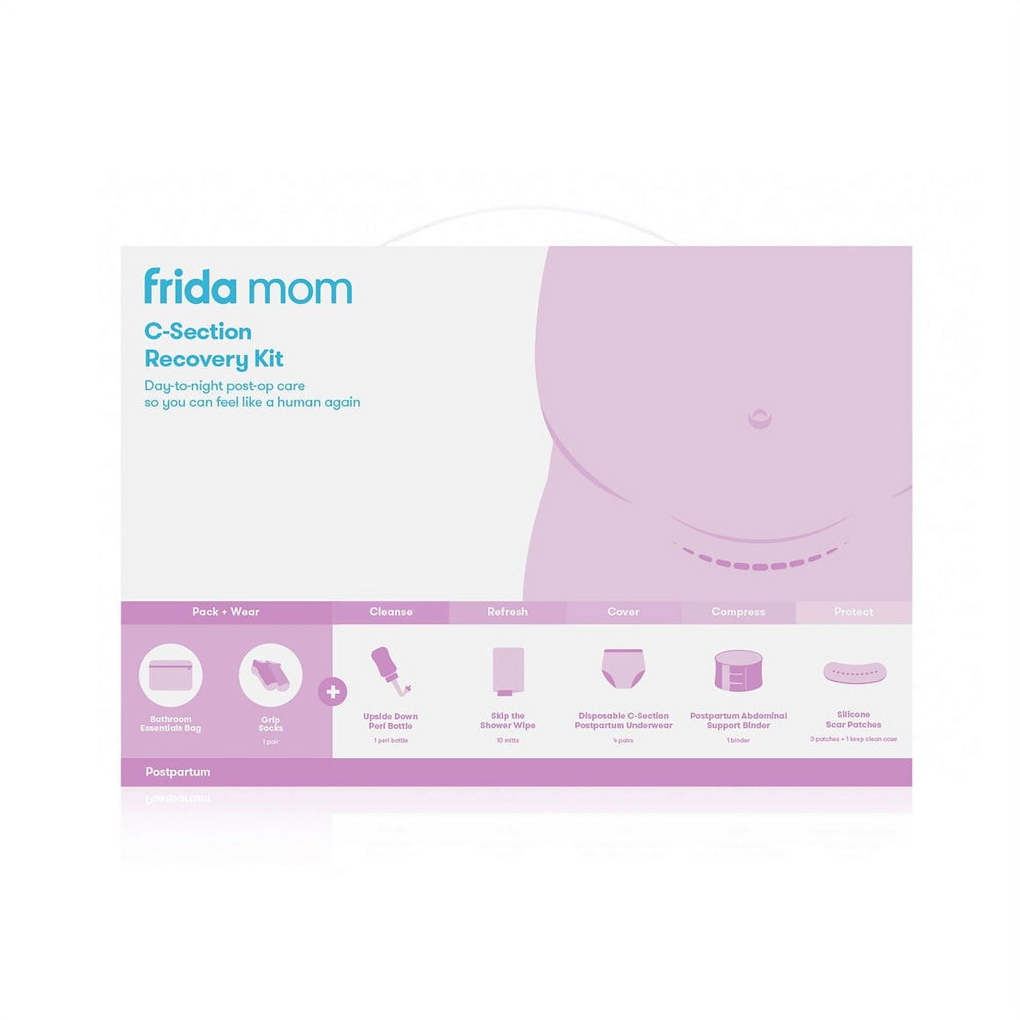 Frida Mom Postpartum C-Section Recovery Care Kit with Peri Bottle and  Disposable Underwear for Women, One Size