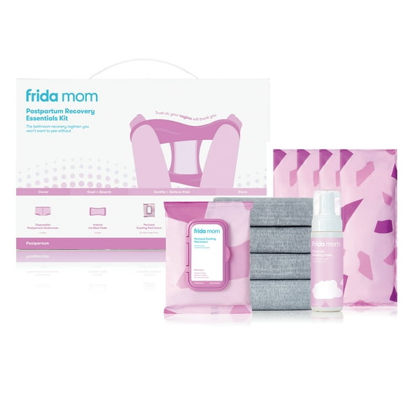 Frida Mom Postpartum Recovery Essentials with Pads & Disposable Underwear, 4 Count Gift Set, One Size