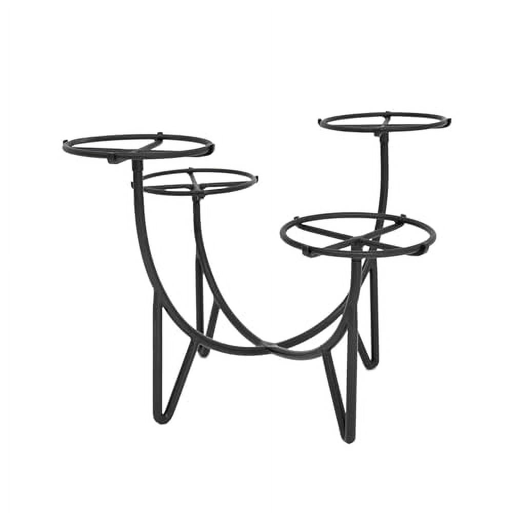 Black Iron Mid-Century Modern Multi-Tier Plant Stand
