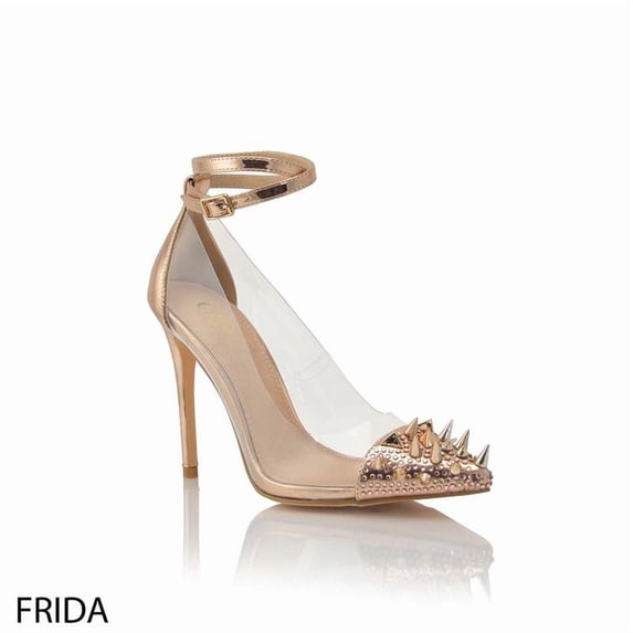 Frida Rose Gold Women's Slingback Kitten Heels Closed Pointed Toe Backless Wedding Party Dress Pumps Shoes