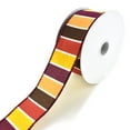 thumbnail image 1 of Frida Stripes Wired Ribbon, Yellow/Cranberry/Chocolate, 1-1/2-Inch, 10-Yard, 1 of 1