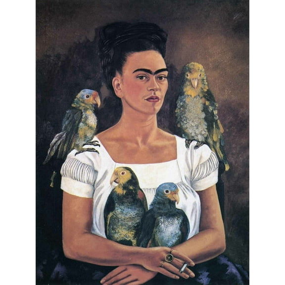 Frida Woman With Parrots - CANVAS or PRINT WALL ART