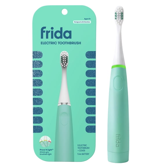 Frida for Kids Electric Toothbrush for Kids, Soft Bristles, Mint Teal, 1 Count + 1 Replacement Head