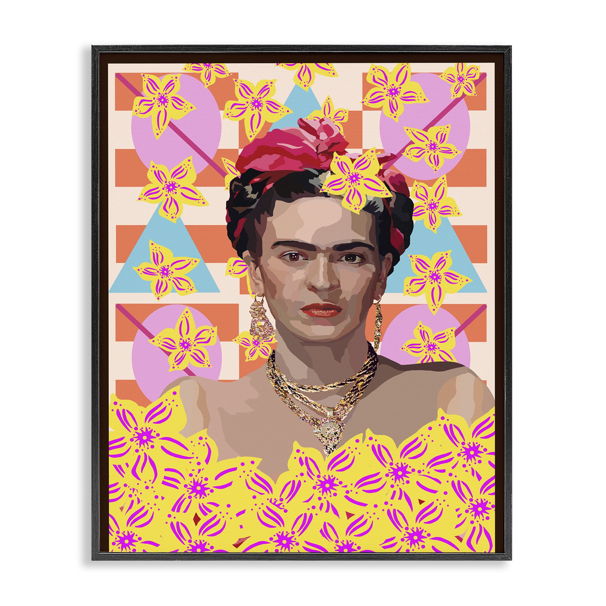 Frida's Floral Journey Black Framed Giclee Art, design by Lynnda Rakos