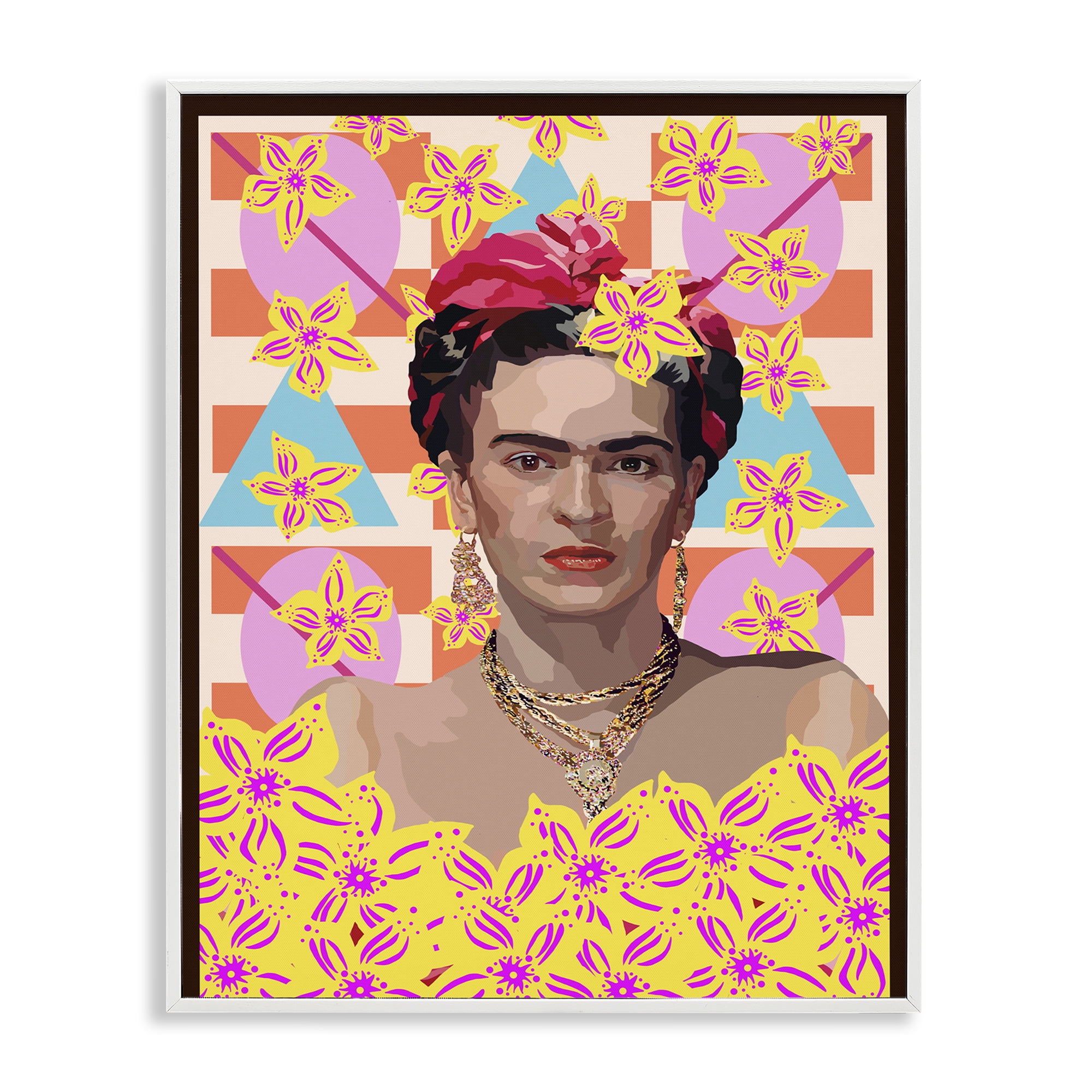 Frida's Floral Journey White Framed Giclee Art, design by Lynnda Rakos