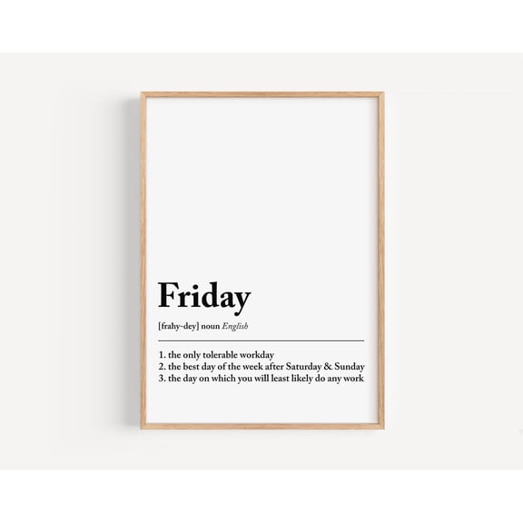 Friday Definition Minimalist Office Wall Art