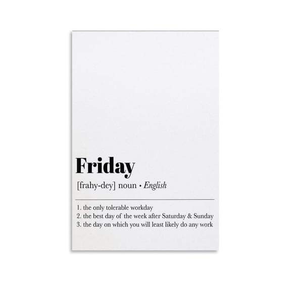 Friday Definition Print Confidence Boosting Decor Purposeful Living Posters Canvas for Room Aesthetic Motivational Poster Inspirational Wall Decor