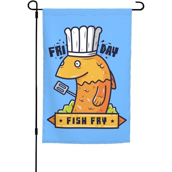 Friday Fish Fry Garden Flag 12x18 Inch Double Sided Outdoor Farmhouse Decor Welcome Yard Banner