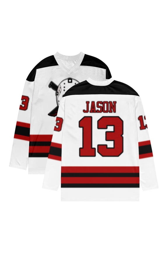 Friday Jason Voorhees Hockey Jersey V-Neck Long Sleeve Streetwear Women Men Cosplay Athletic Sweatshirt