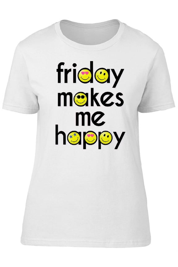 Friday Makes Me Happy Smiley T-Shirt Men -Image by Shutterstock, Male Large