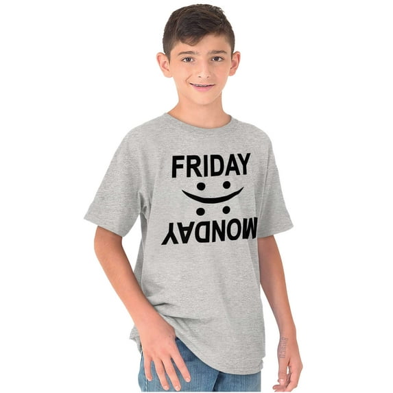 Friday Monday Happy Sad Weekend Vibes Crewneck T Shirts Boy Girl Teen Brisco Brands X