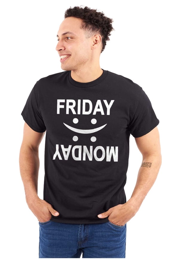 Friday Monday Happy Sad Weekend Vibes Plus Size Crewneck Graphic Tee Shirt Brisco Brands 2X