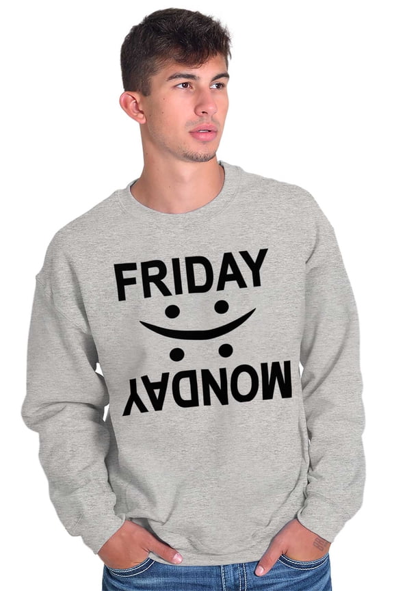 Friday Monday Happy Sad Weekend Vibes Unisex Plus Fleece Graphic Sweatshirt Brisco Brands 3X