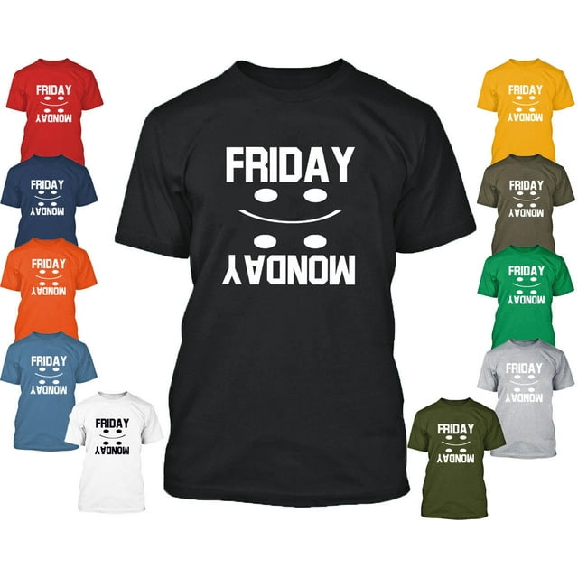 Friday Monday Printed Men's T-shirt Funny Weekend Tee Color Black Small