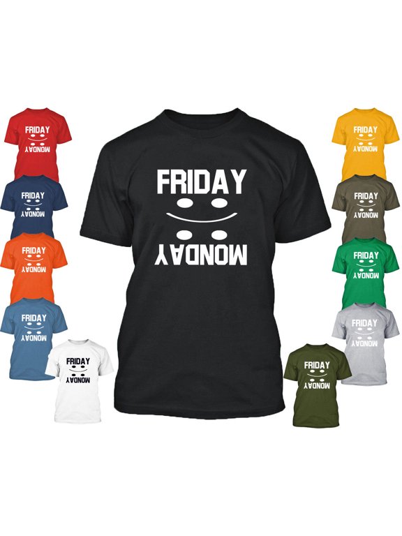 Friday Monday Printed Men's T-shirt Funny Weekend Tee Color Blue Large