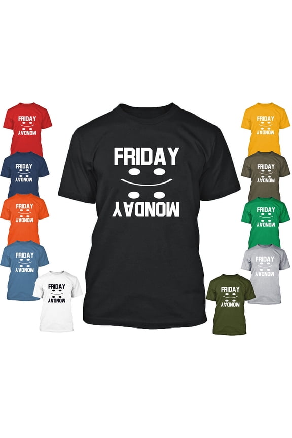 Friday Monday Printed Men's T-shirt Funny Weekend Tee Color Blue Medium
