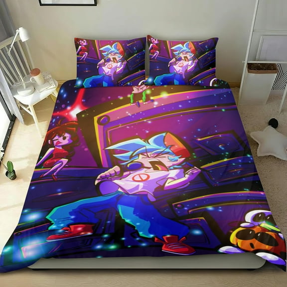 Friday Night Funkin-themed Bed Sheet Set Three Piece Set Comfortable And Skin Friendly Unique Design Home Decor Gifts For Family Friends fans36x75Inches90cm*190cm