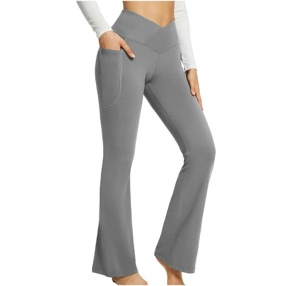 Friday Sales!HWRETIE Womens Pant,Women's Legging High Waisted Yoga,Trousers Workout Exercise Capris For Casual Summer Pants/Gray 4(S)
