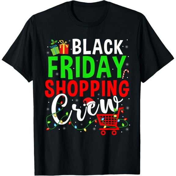Friday Shopping Crew Christmas Lights Black Shopping Family T-ShirtMen and women, Black T-shirt, size: Extra large
