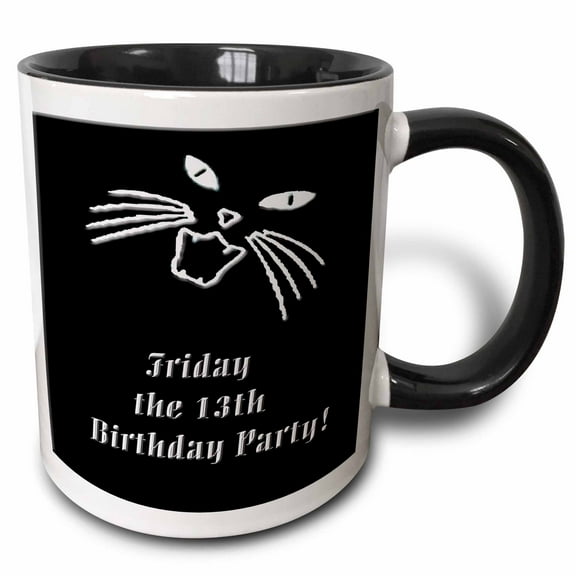 3drose, Friday the 13th Birthday Party, 11oz Two-tone Black Mug