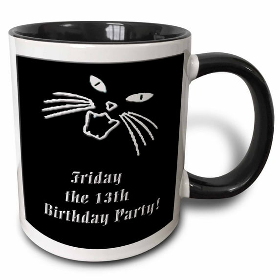 3drose, Friday the 13th Birthday Party, 15oz Two-tone Black Mug