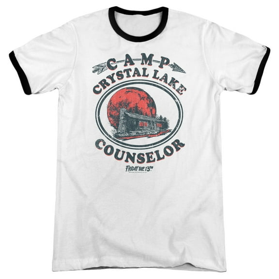 Friday The 13Th Camp Counselor Adult Ringer T-Shirt White Black