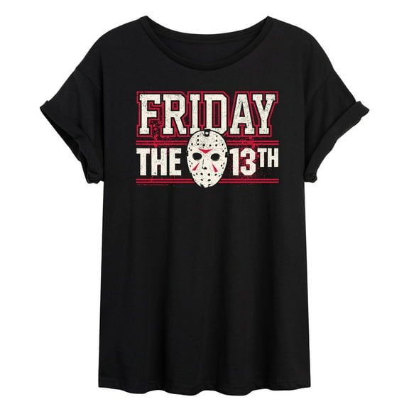 Friday The 13Th - Collegiate Jason Mask - Women's Oversized Graphic T-Shirt