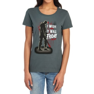 Friday The 13Th I Wish It was Friday Women's T Shirt, Charcoal, Medium