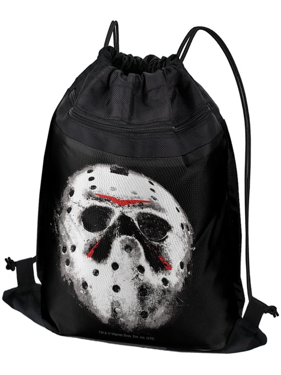 Friday The 13Th Jason Mask Drawstring Backpack Sports Bag Sackpack 17" x 13", Perfect for Gym, Yoga or Practice