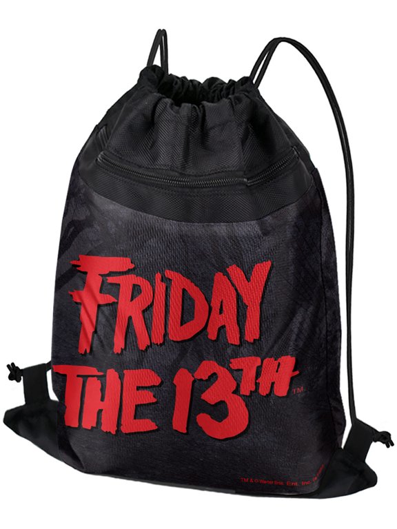 Friday The 13Th Logo Drawstring Backpack Sports Bag Sackpack 17" x 13", Perfect for Gym, Yoga or Practice