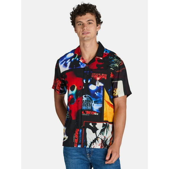 Friday The 13Th, Mens Graphic Print Rayon Shirt, Sizes XS-3XL