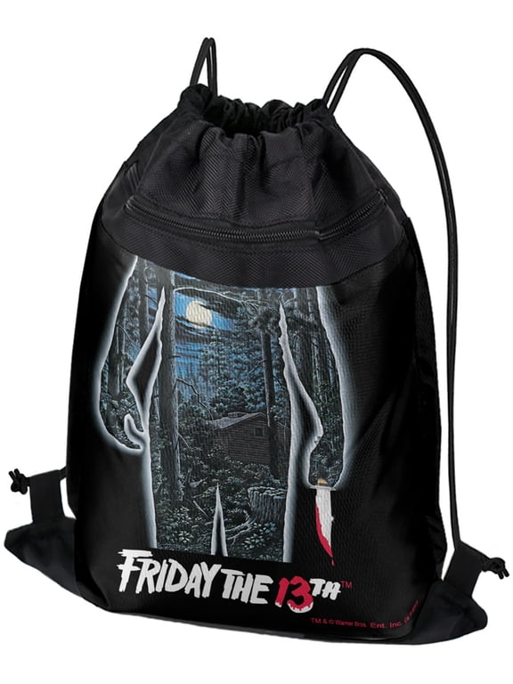 Friday The 13Th Poster Drawstring Backpack Sports Bag Sackpack 17" x 13", Perfect for Gym, Yoga or Practice