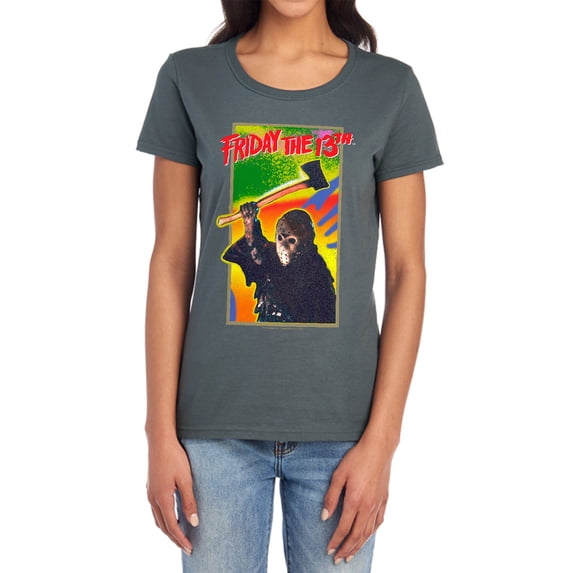 Friday The 13Th Retro Game Women's T Shirt, Charcoal, Medium