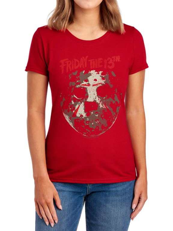 Friday The 13Th Rough Mask Women's T Shirt, Red, Small