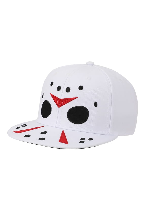 Friday The 13th Big Face Jason Mask White Snapback Hat