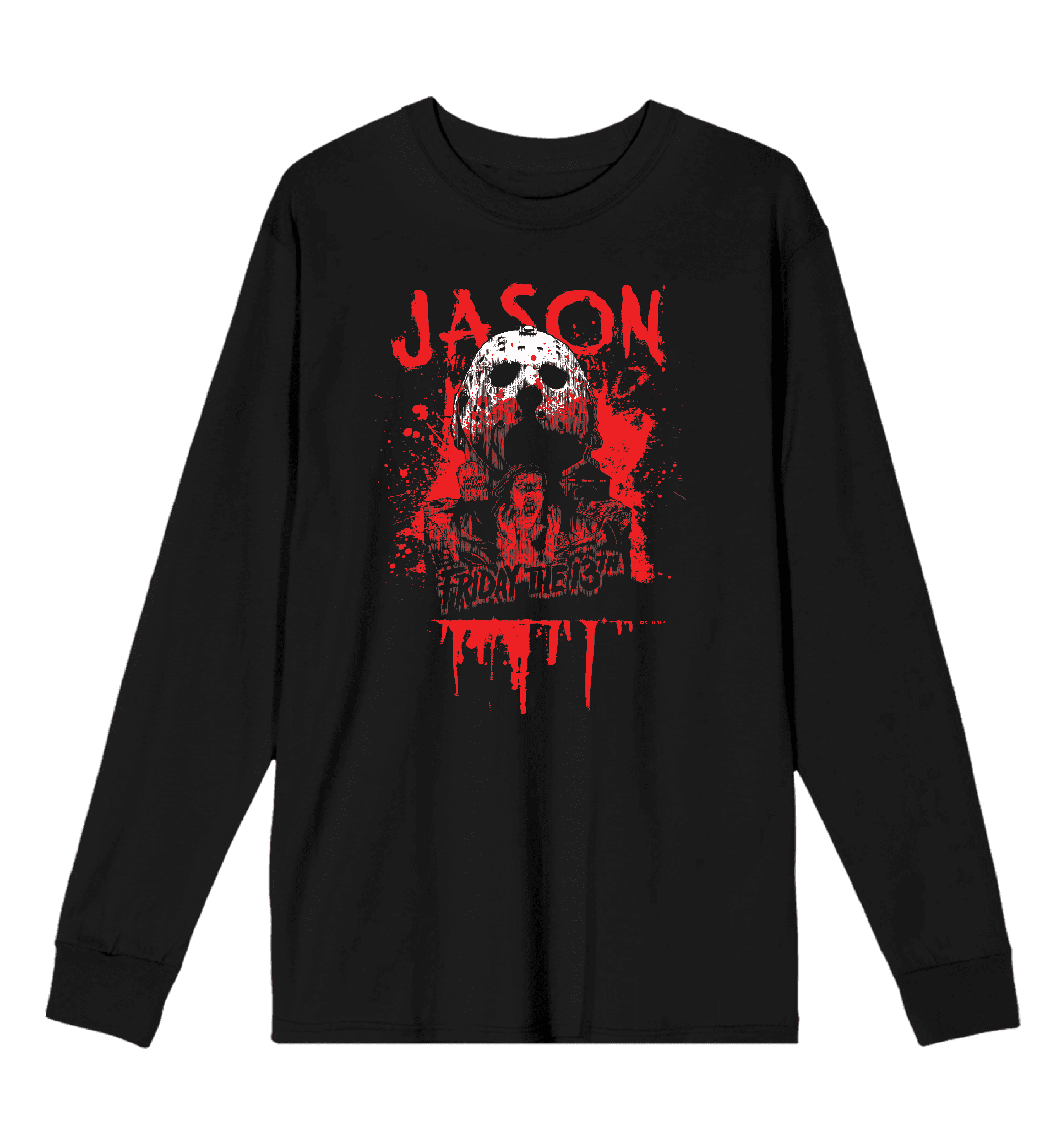 Splatter Mask Teth Friday The 13th Blood Splatter Jason Mask Crew Neck Long Sleeve Unisex ...