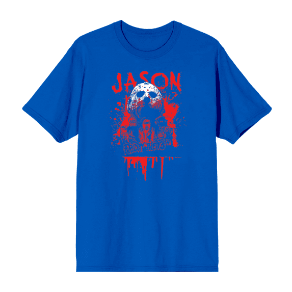 Friday The 13th Blood Splatter Jason Mask Crew Neck Short Sleeve Men's T-shirt-Medium