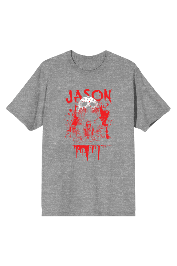 Friday The 13th Blood Splatter Jason Mask Crew Neck Short Sleeve Men's T-shirt-XS