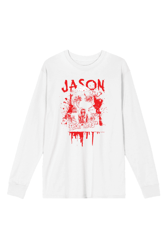 Friday The 13th Blood Splatter Jason Mask Long Sleeve Unisex Adult Tee
-XXL
