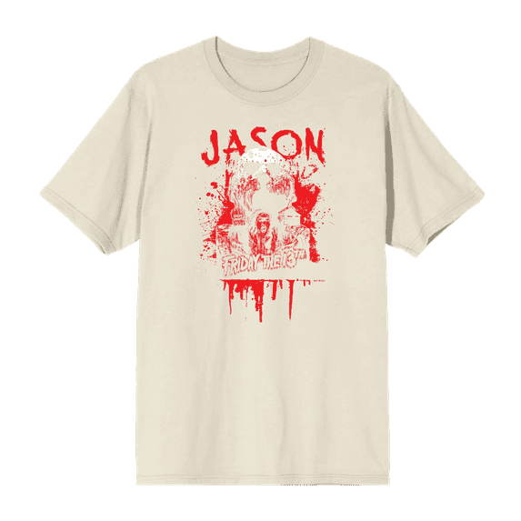 Friday The 13th Blood Splatter Jason Mask Men's Short Sleeve Tee
-Large